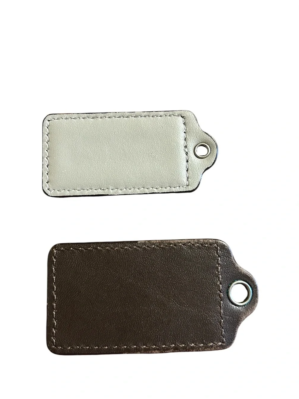 Coach Leather Tag Duo in Mustard and Brown